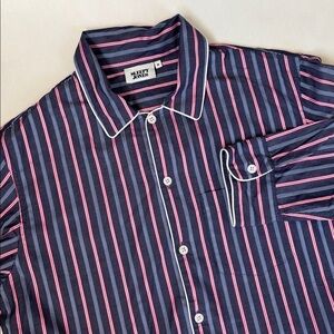 Sleepy Jones Blue Strip Long Sleeve Button Pajama Shirt Sleepwear Men’s Medium